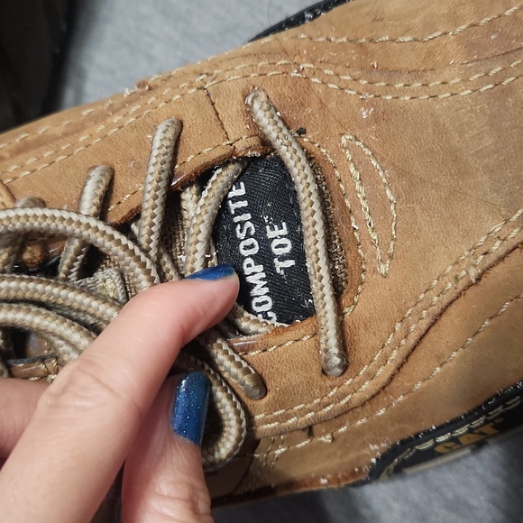 CATERPILLAR Men's Brown Leather Composite Toe Work Shoes Sneakers Low-Top Boots - Picture 8 of 17